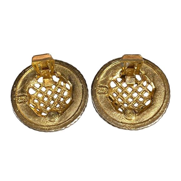 Vintage Ernst Gideon Bek Enameled Braided & Coral Pink Lattice Earrings - Picture 6 of 9